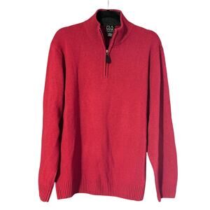 JOS A Bank Executive Collection Men's sz L 100% Lambswool 1/4 zip Sweater